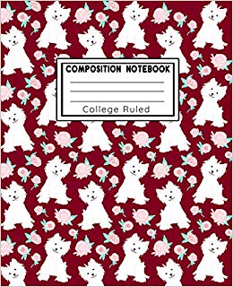 Composition Book College Ruled: Puppy Love Red Fashion Line.