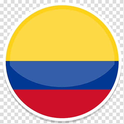 Round yellow, blue, and red striped logo, area symbol yellow.
