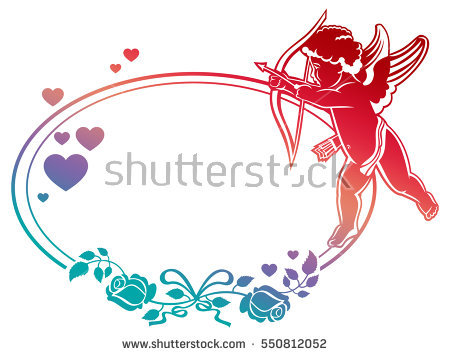 Cupid Bow Hunting Hearts Color Gradient Stock Illustration.