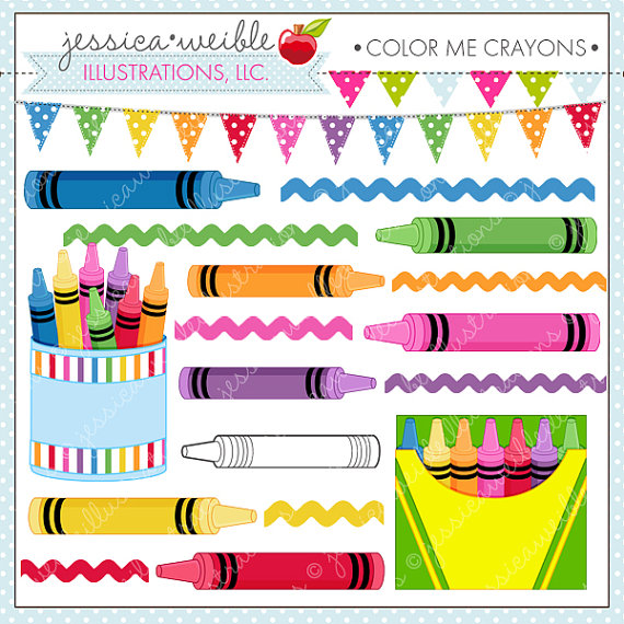 Color Me Crayons Cute Digital Clipart for Commercial or.