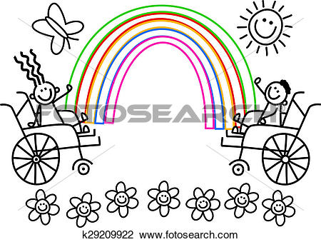 Clip Art of Disabled Color Me Kids k29209922.