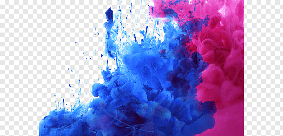 Blue and pink smoke bombs illustration, Watercolor painting.