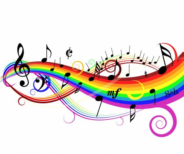 Colorful music note designs.