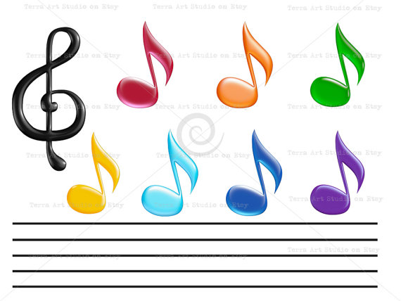 Music notes clipart set, digital graphic, instant download.