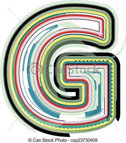 Vector Clipart of Abstract colorful Letter G csp23730409.