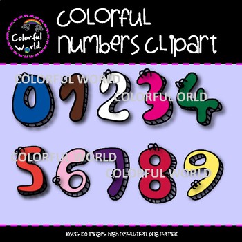 Colorful numbers clipart.