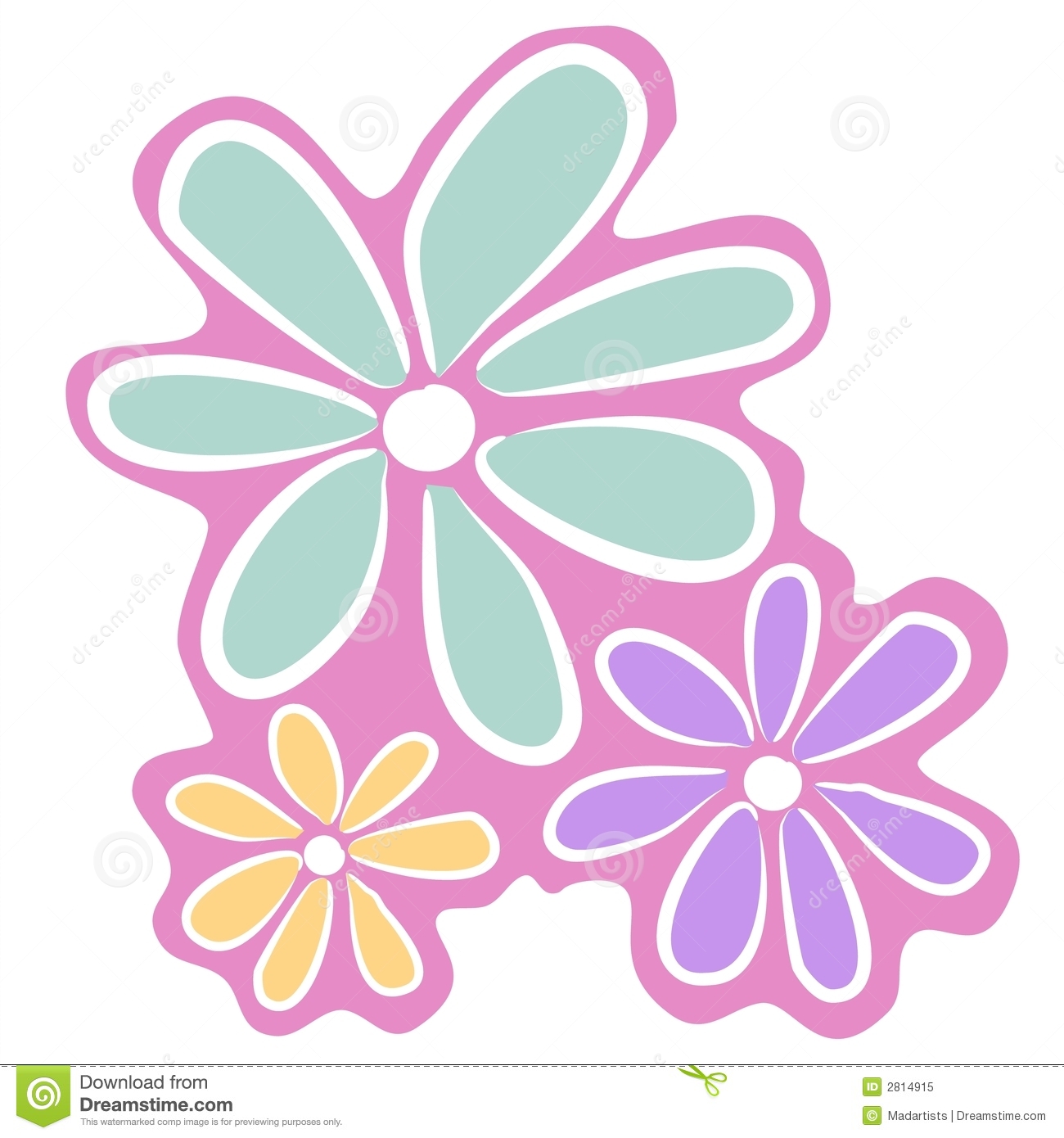 Abstract Retro Flowers Clipart Royalty Free Stock Photos.