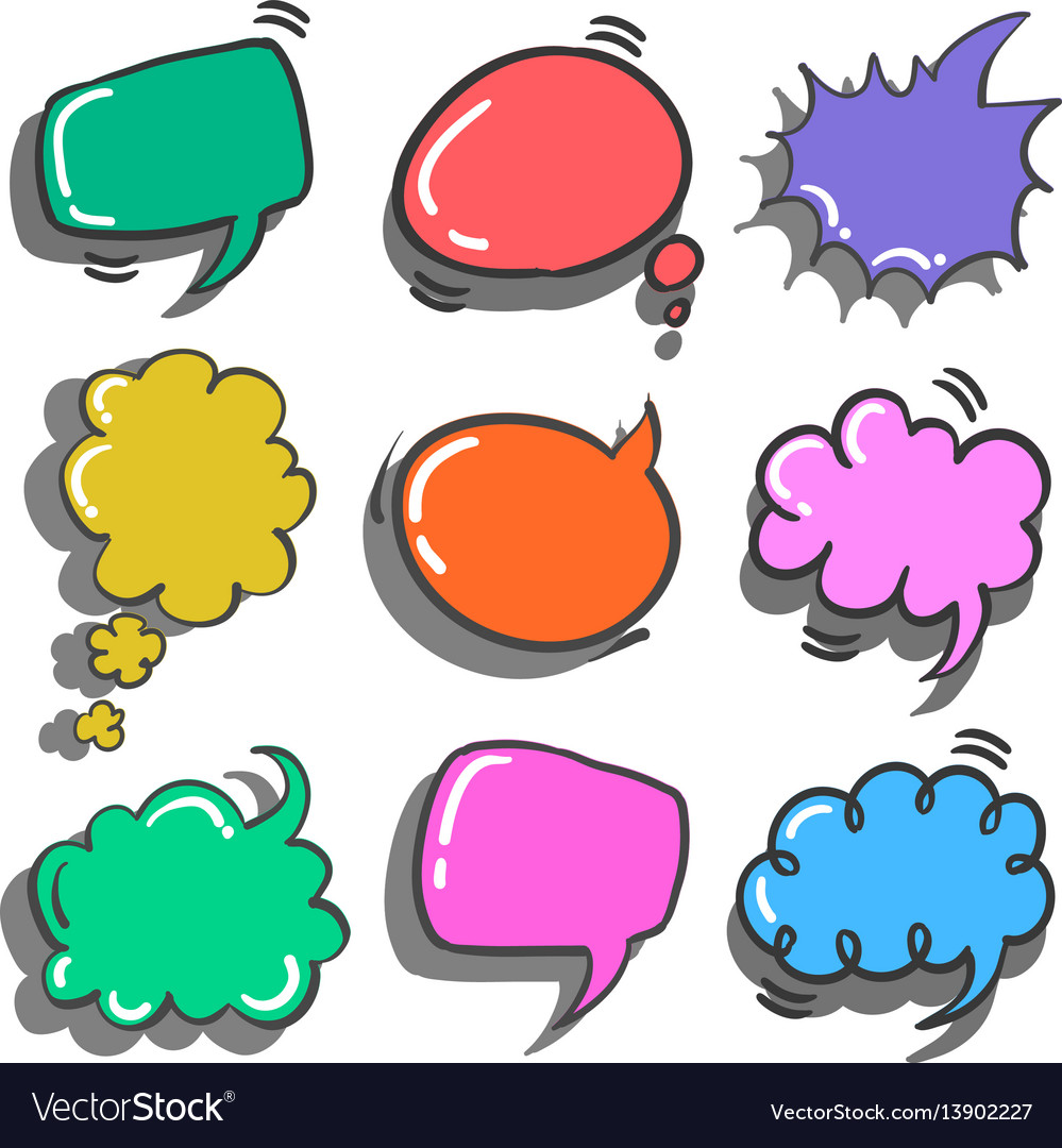 Set of speech bubble colorful hand draw.