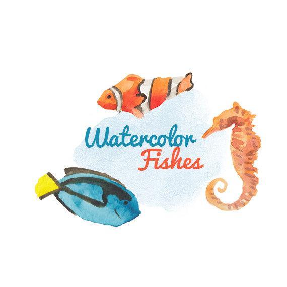 Watercolor Fishes Clip art Clipart by DigitalPressCreations on Zibbet.