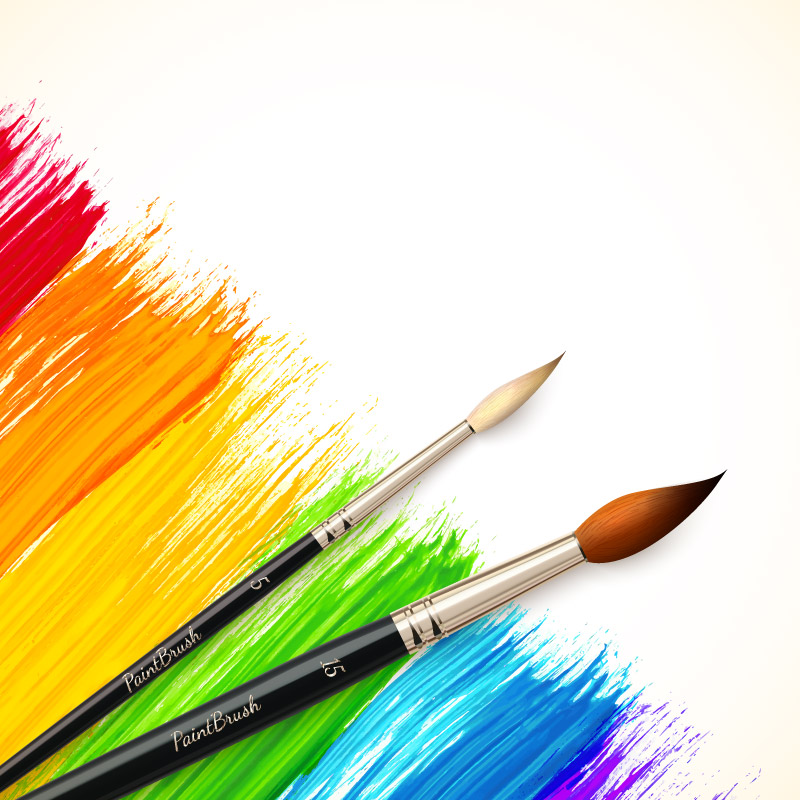 Color Paint Brush Vector.