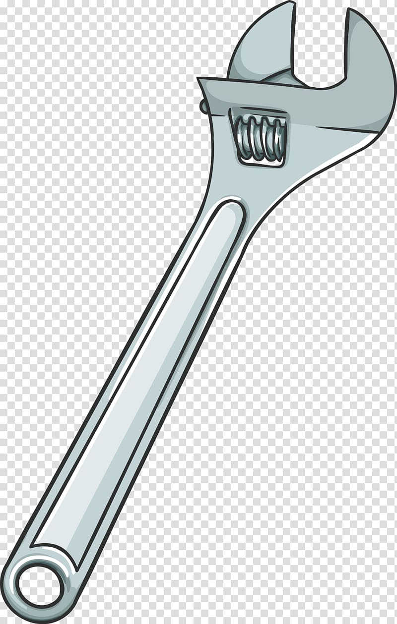 Gray combination wrench illustration, Adjustable spanner Wrench.
