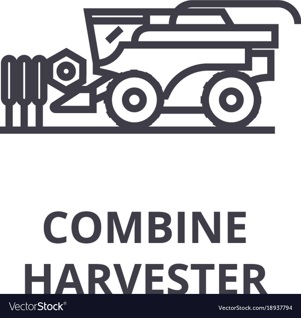 Combine harvester line icon outline sign linear.