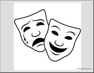 Clip Art: Comedy and Tragedy Masks 1 (coloring page.