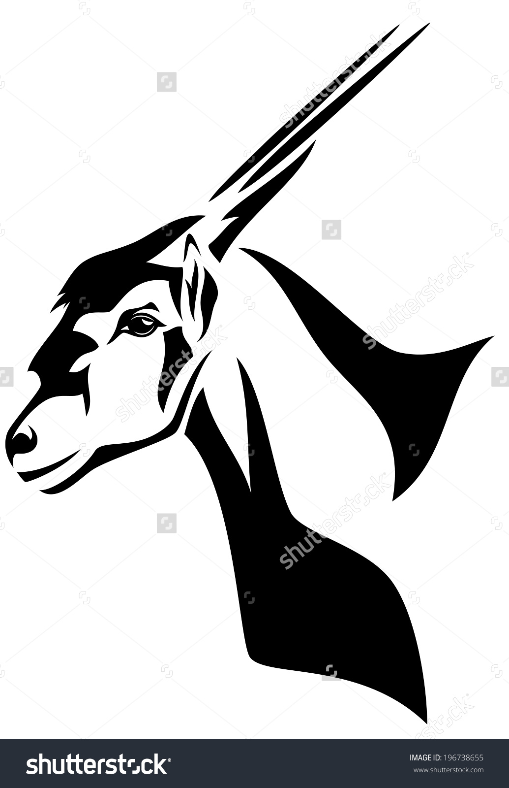 Common Eland Head Taurotragus Oryx Animal Stock Illustration.