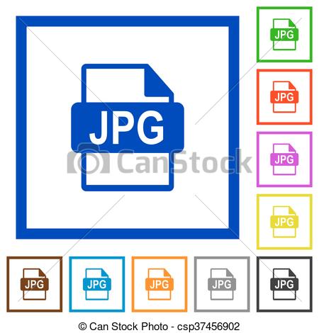 Un formato de archivo jpg enmarcado iconos planos. Una serie.