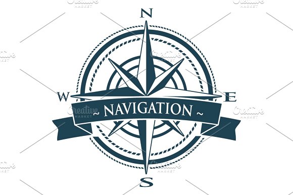 Vector Compass Rose Navigation Logo.