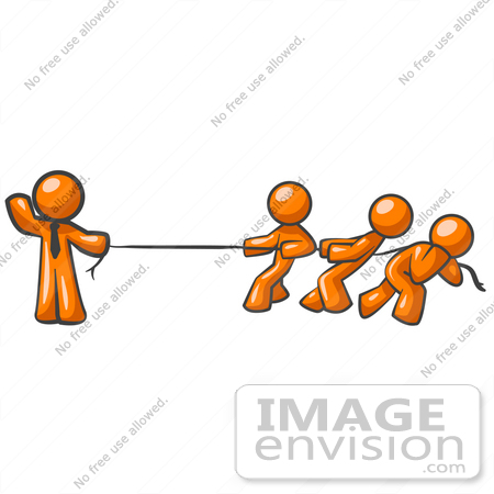 Clip Art Graphic of an Orange Guy Character Wearing A Business Tie.