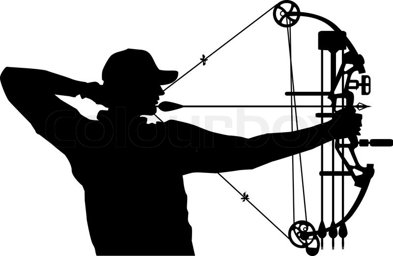 Bow hunter drawing compound bow.