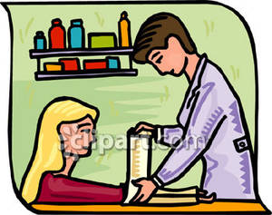 A_Doctor_Putting_a_Compression_Wrap_on_a_Womans_Arm_Royalty_Free_Clipart_Picture_090112.