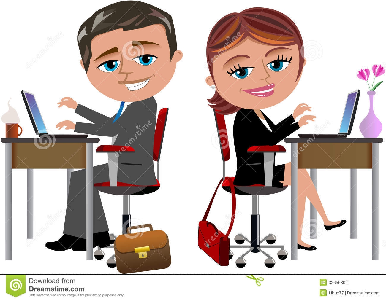 Computer In Office Clipart.