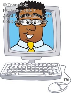 Stock Clipart Illustration Of Cartoon Office Nerd In Computer.
