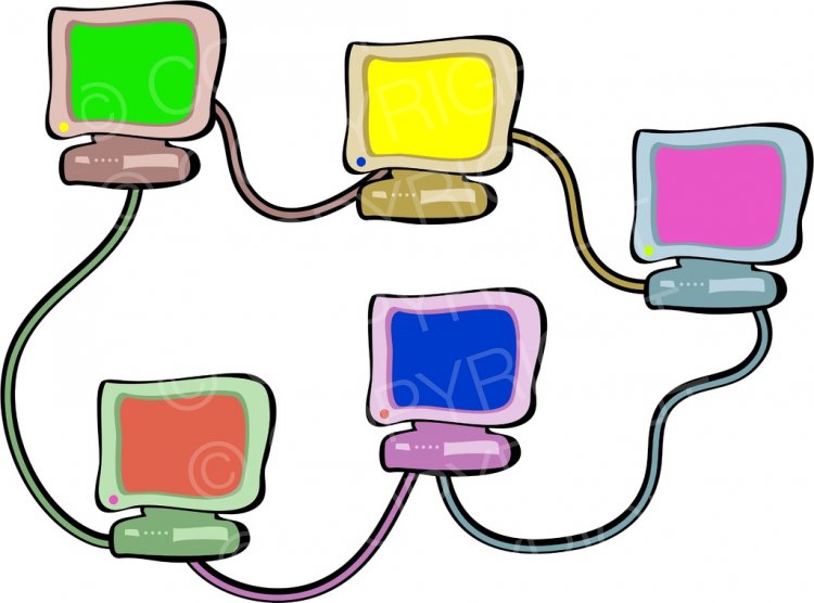 Computer Network Clip Art Illustration.