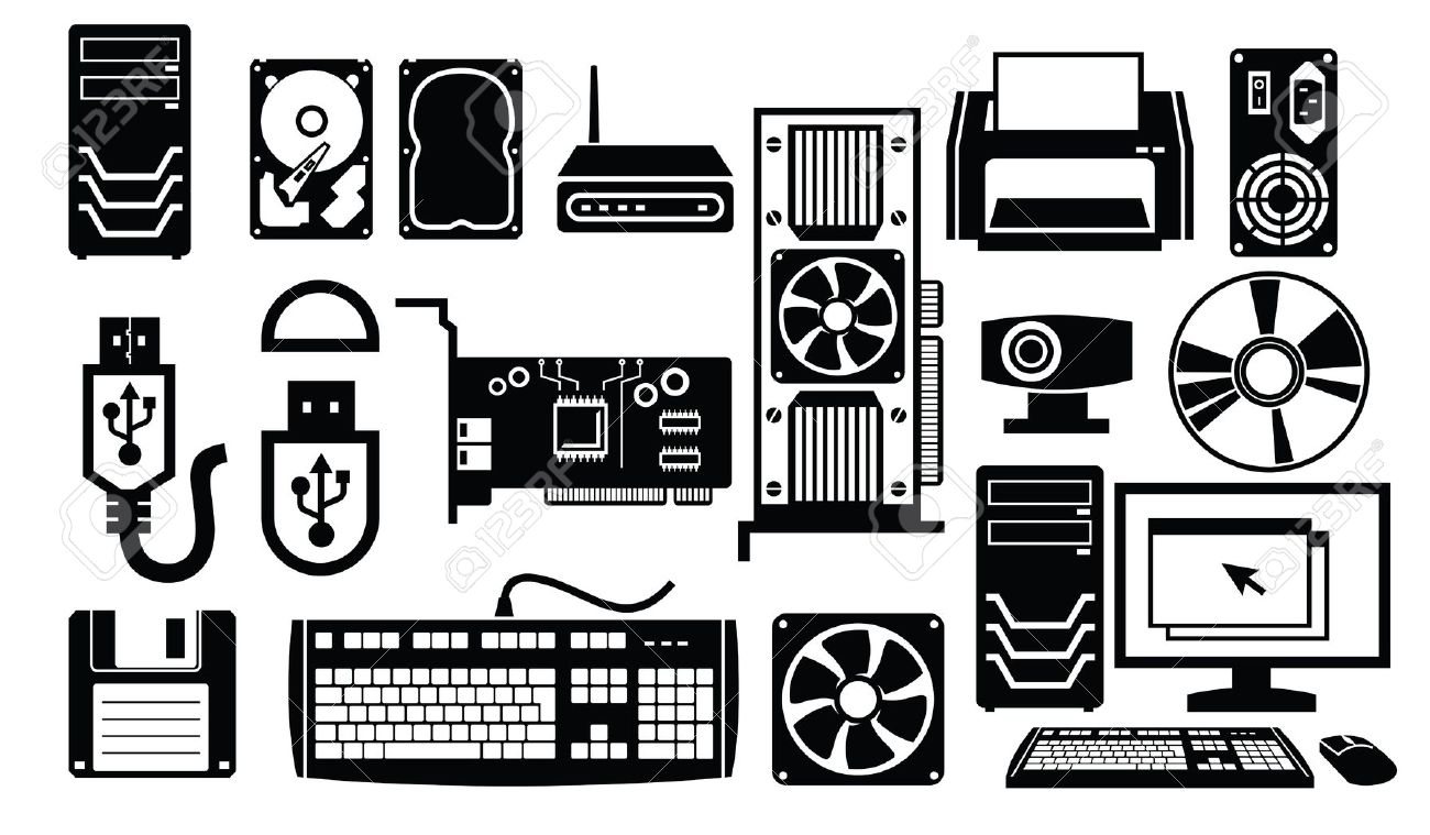 Old computer parts clipart.