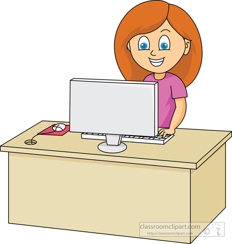 Woman At Computer Clipart.
