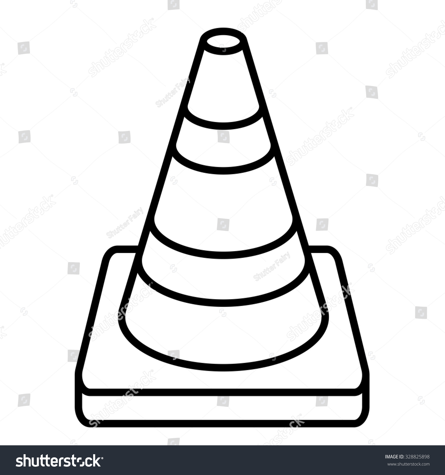 Vector Illustration Traffic Cone Black White Stock Vector.