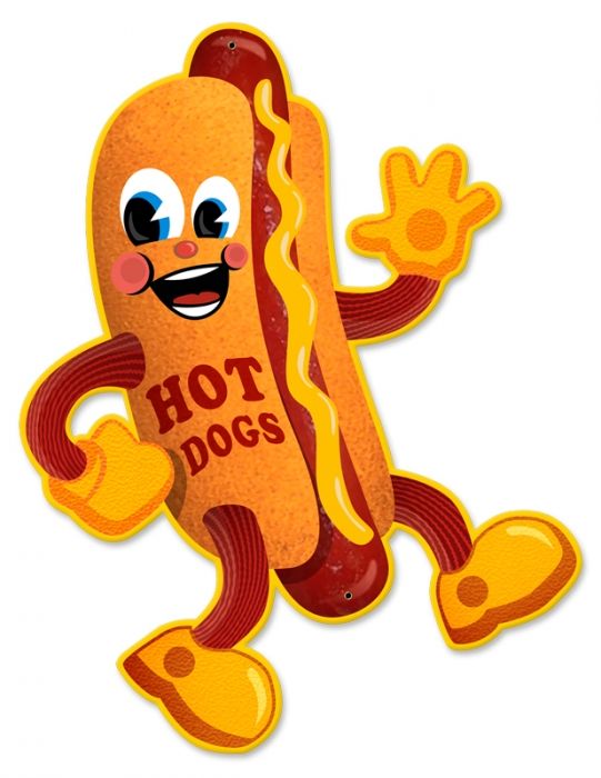 Retro Hot Dog Metal Sign 16 x 20 Inches.