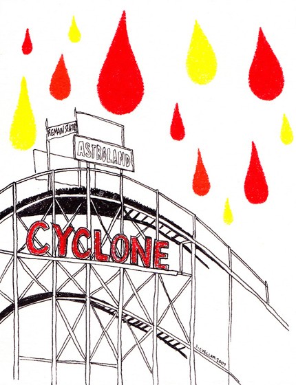 Coney Island Cyclone Roller Coaster Drawing by idiotkid on Etsy.