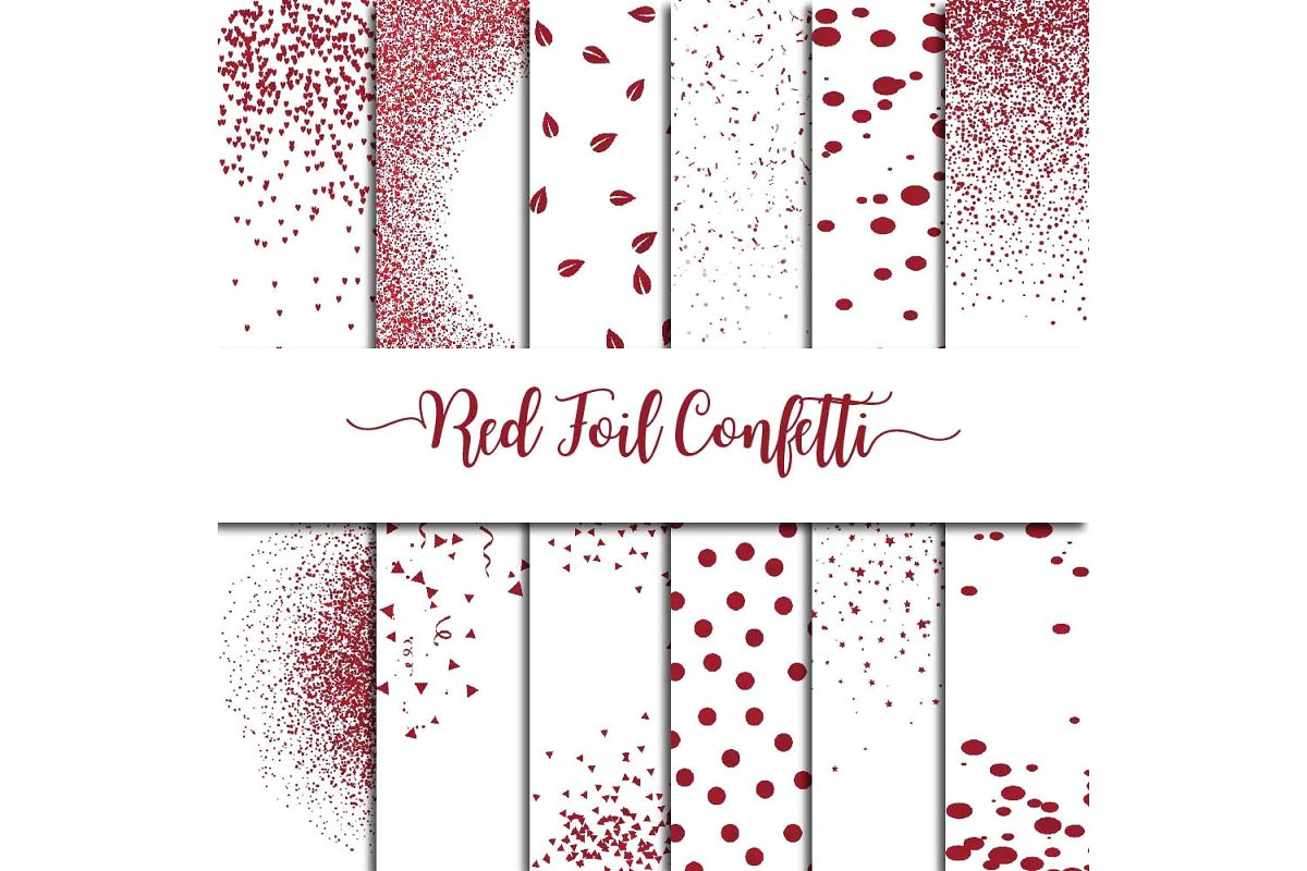 Red Foil Confetti Overlay Clipart.