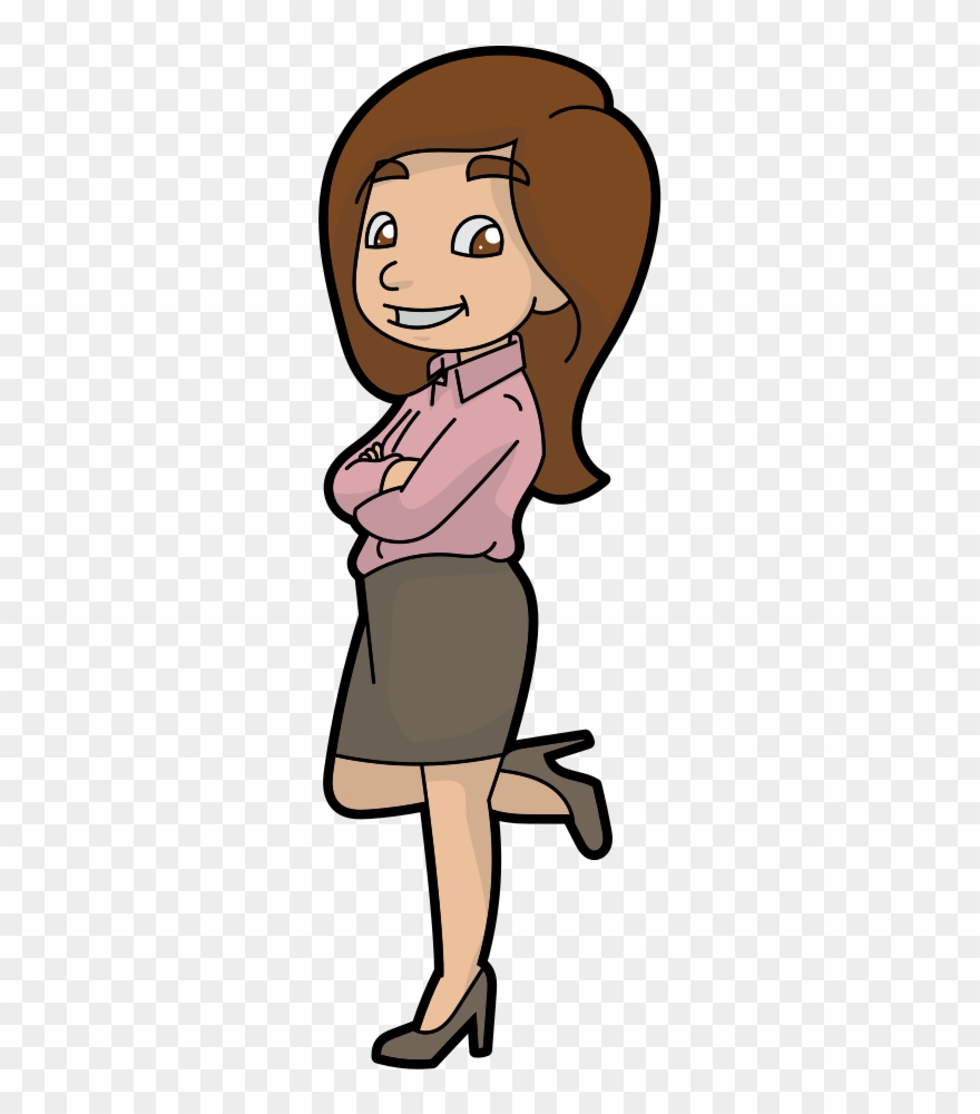 A Happy And Confident Cartoon Businesswoman.