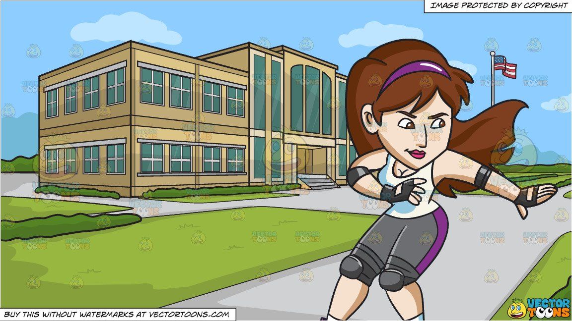 clipart #cartoon A Teenage Girl Confidently Rides A.