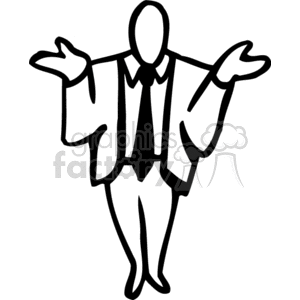 A Man in a Suit with his Hands up Confused clipart. Royalty.