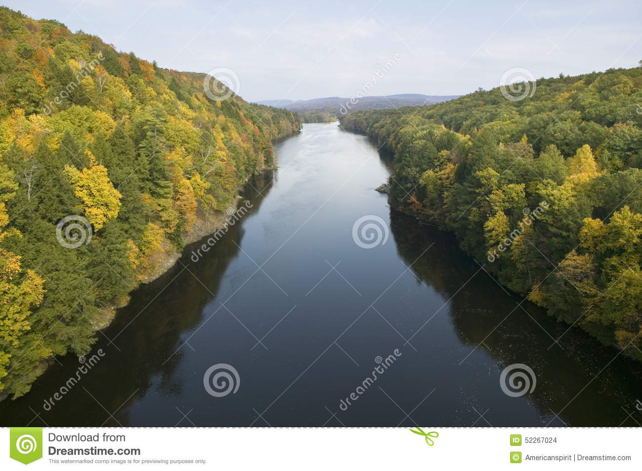 Connecticut River And Autumn Color On The Mohawk Trail Of Western.
