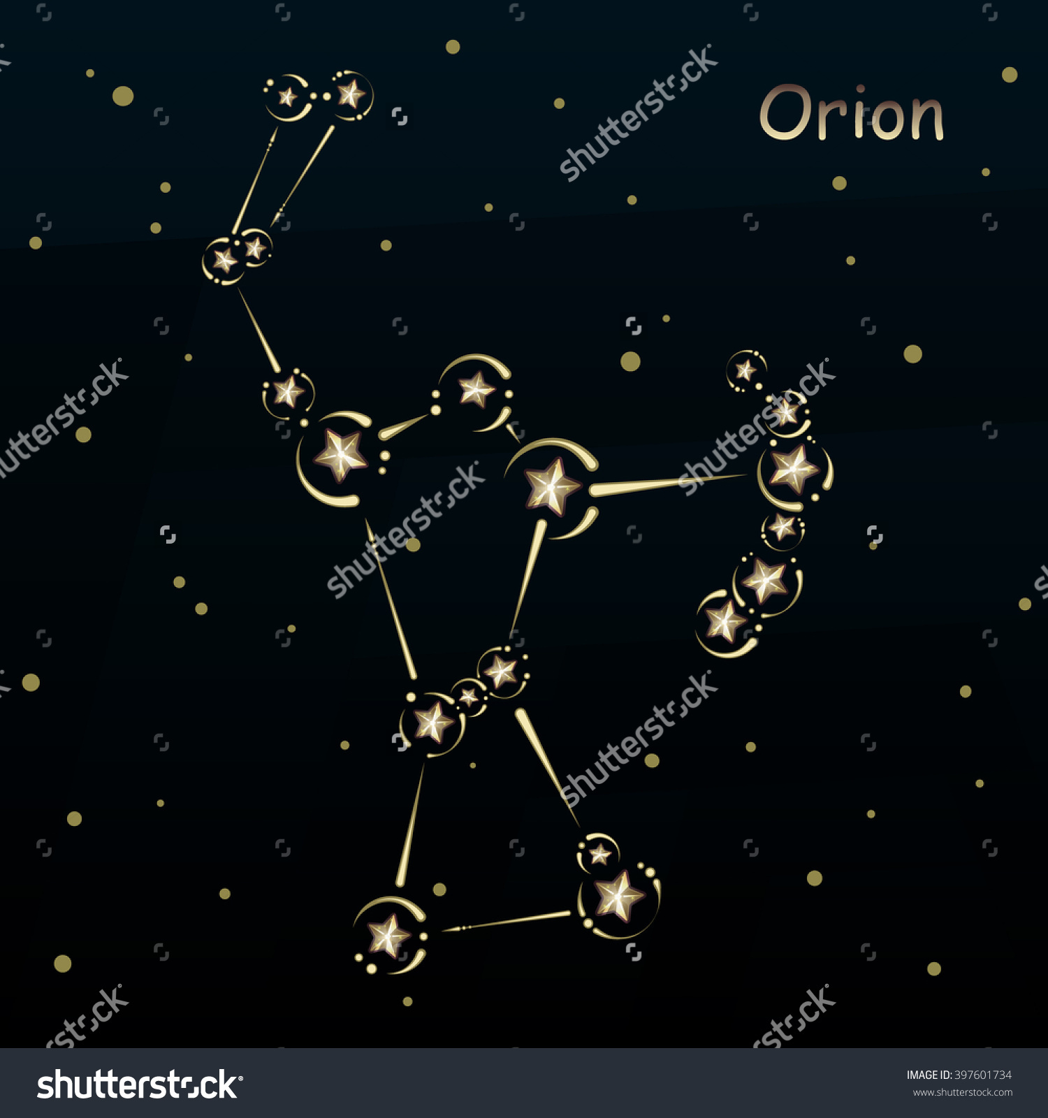 Orion On Dark Blue Background Surrounded Stock Vector 397601734.