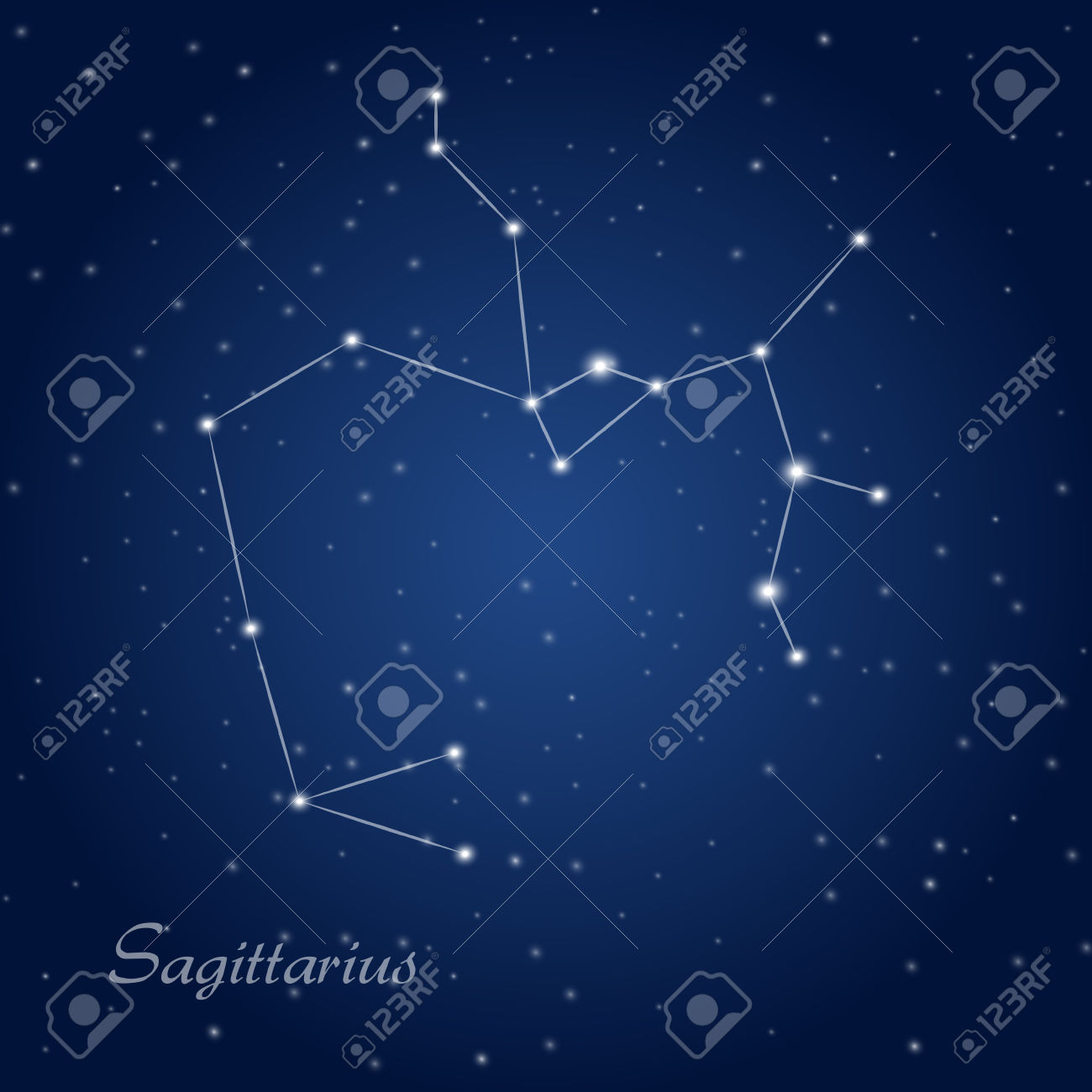 Sagittarius Constellation Zodiac Sign At Starry Night Sky Royalty.