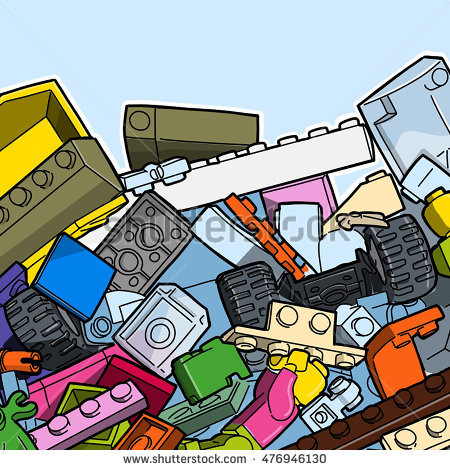 Large Collection Construction Toy Parts Stock Illustration.