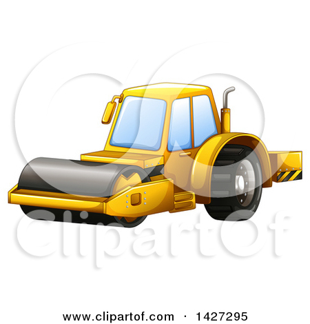Clipart of a Road Roller Machine with Visible Parts.