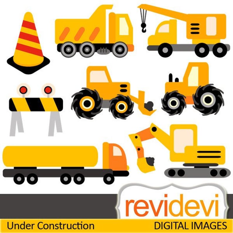 Construction trucks clipart sale, yellow black. Under construction clip art  download.