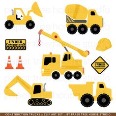 CONSTRUCTION BOYS digital clipart, Trucks clipart, Construction.