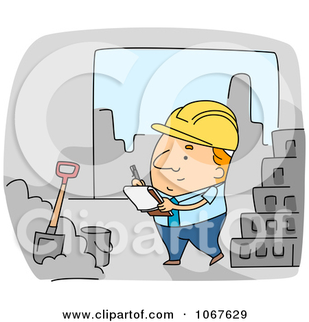 Clipart Foreman Inspecting Construction Work.