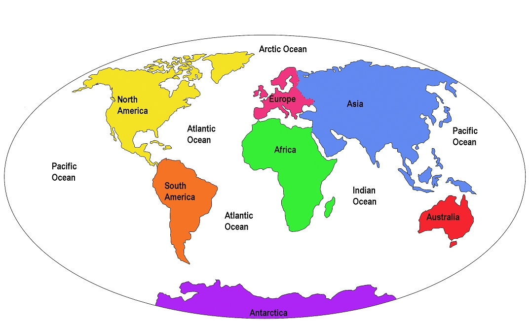 labeled map of the continents and oceans        
        <figure class=