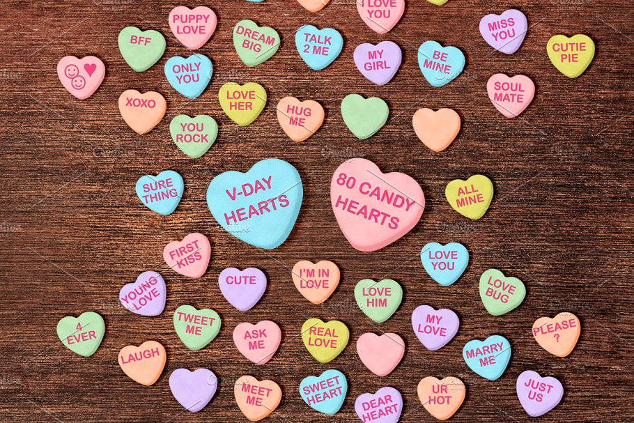 Conversation Hearts Candy Clipart.