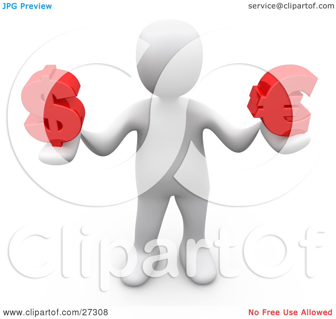 Clipart Illustration of a White Person Standing And Holding A Red.