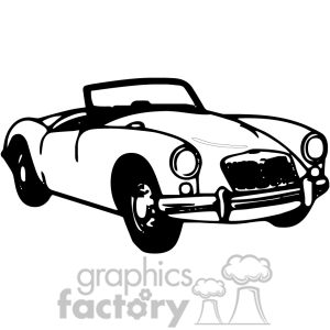 Convertable car clipart black and white.