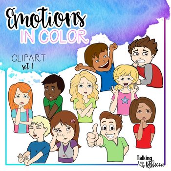Emotions in color clipart set 1: Face and Body.