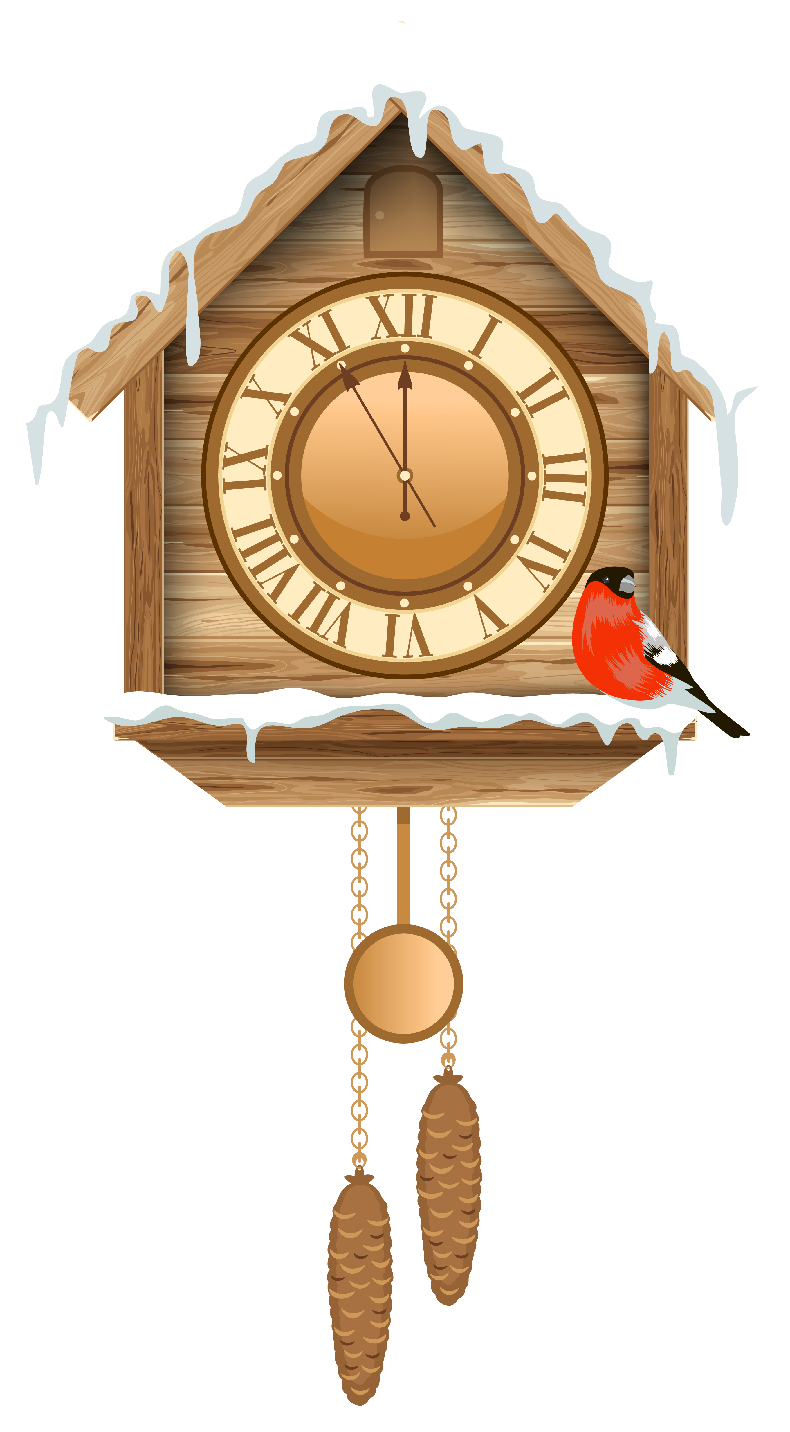 Christmas Cuckoo Clock with Snow PNG Clipart.