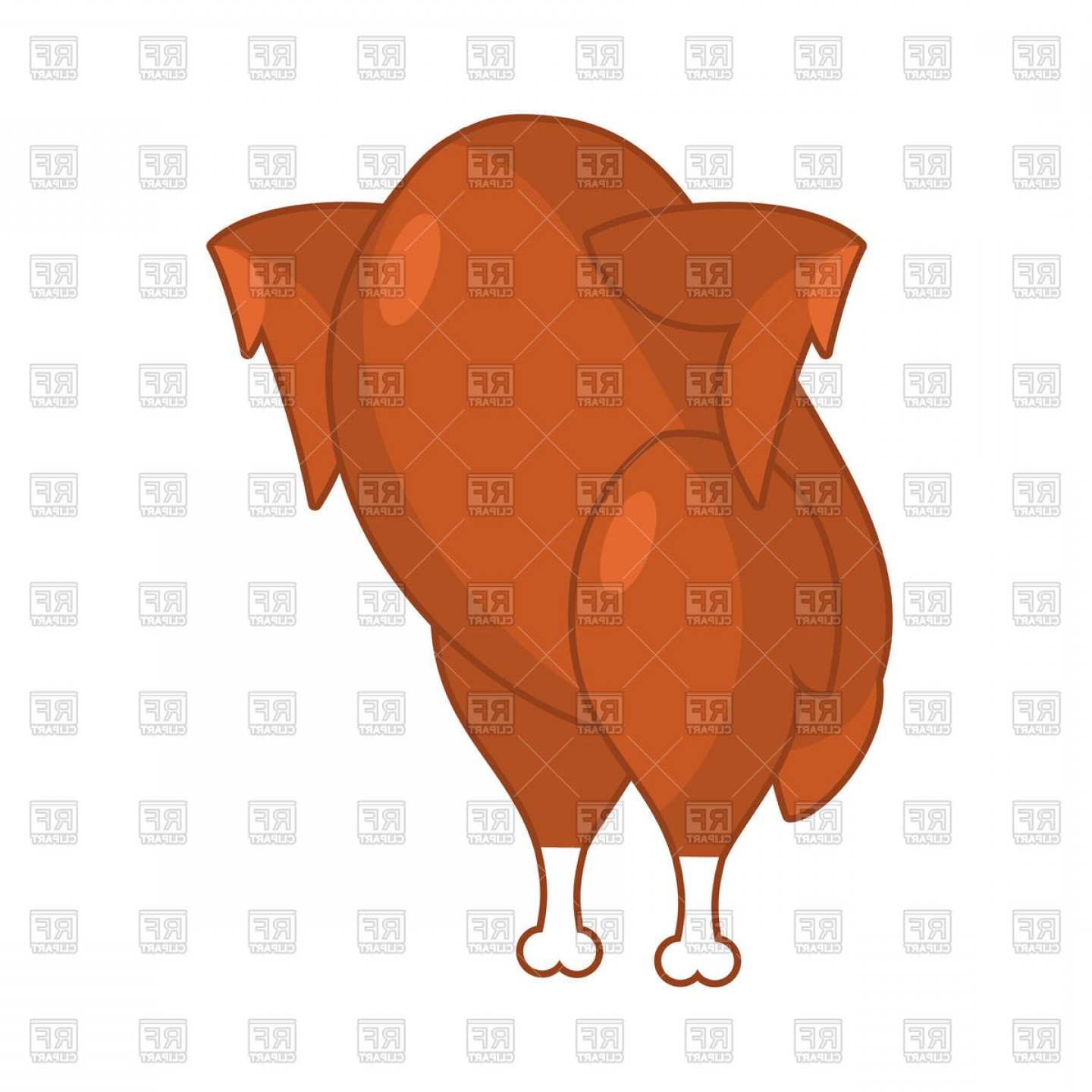 Roasted Turkey On Hind Legs Baked Chicken Vector Clipart.